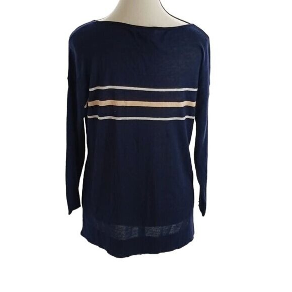 GAP Long Sleeve Top Womens Size M Navy Blue Striped Lightweight Casual Shirt - Picture 5 of 7